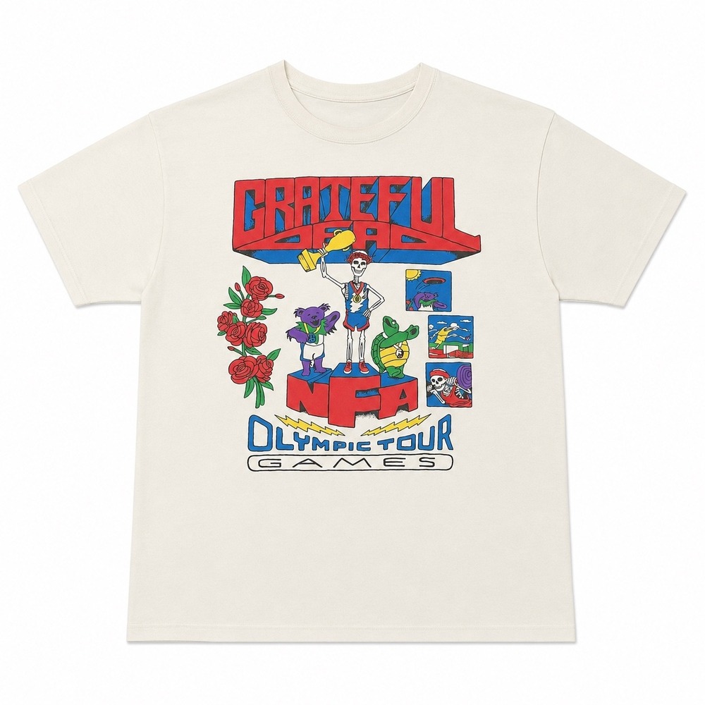 Grateful Dead NFA Olympic Tour Games Graphic T-Shirt Cream Mens Large